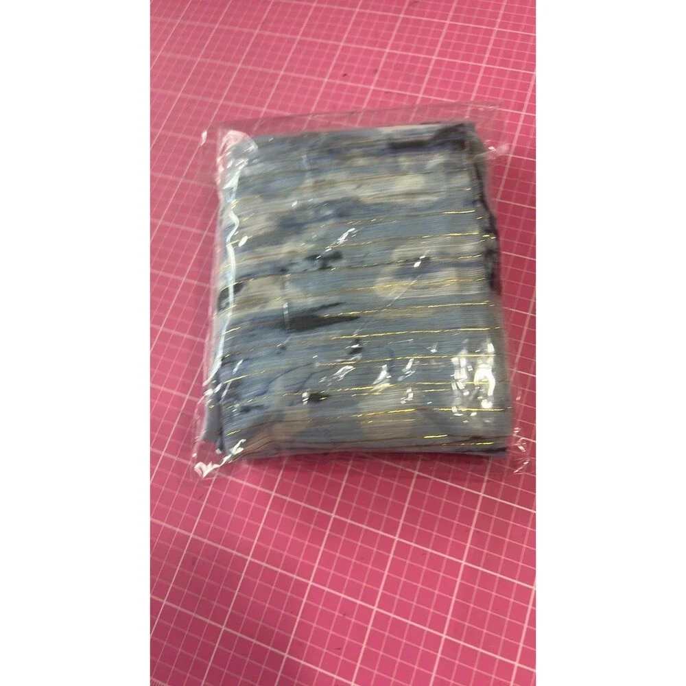 Elegant Blue and Navy Blue with thin Gold Shimmery Stripes Sheer Scarf